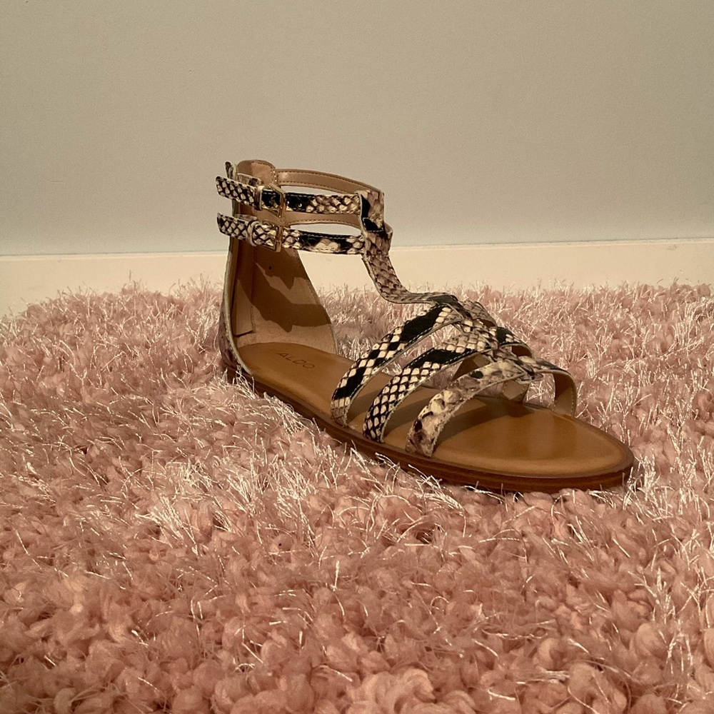 ALDO “Mutisia” snake print gladiator sandals size8